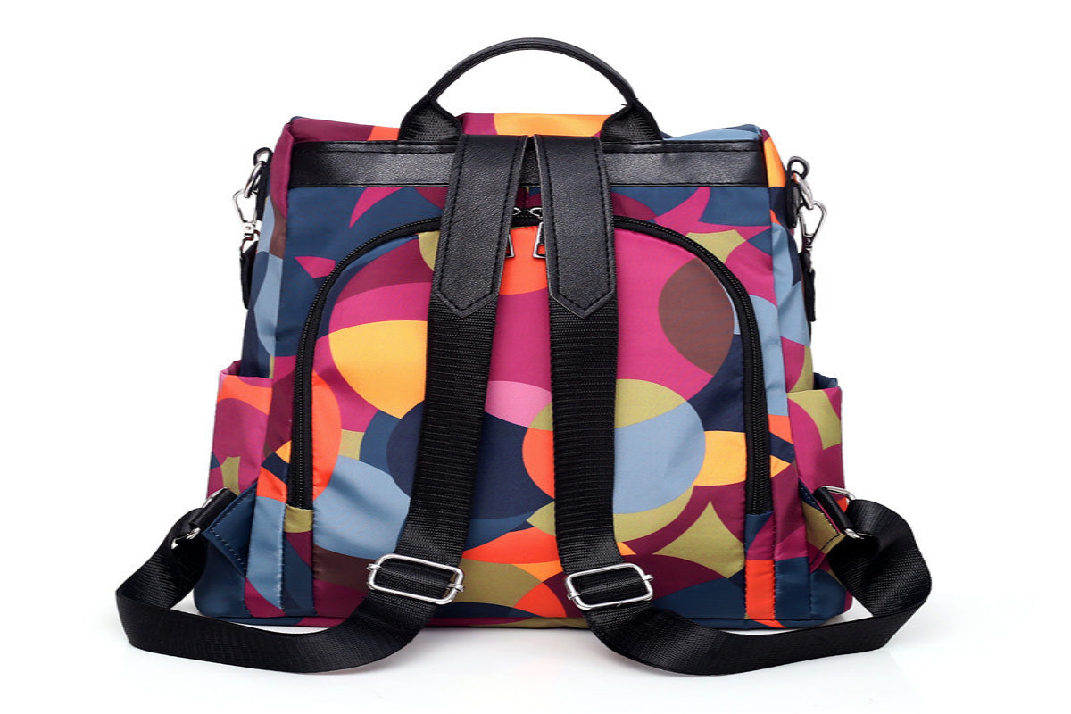 New Multifunctional Printed Anti-theft Backpack Oxford Travel Bag