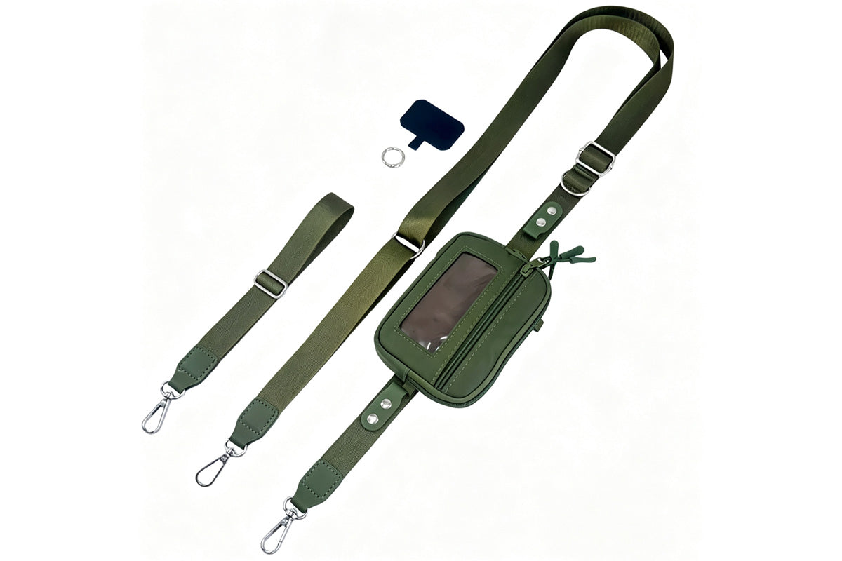 2-in-1 Phone Crossbody Strap Clear Window Card Wallet Pouch Travel Adjustable Shoulder Strap Bag