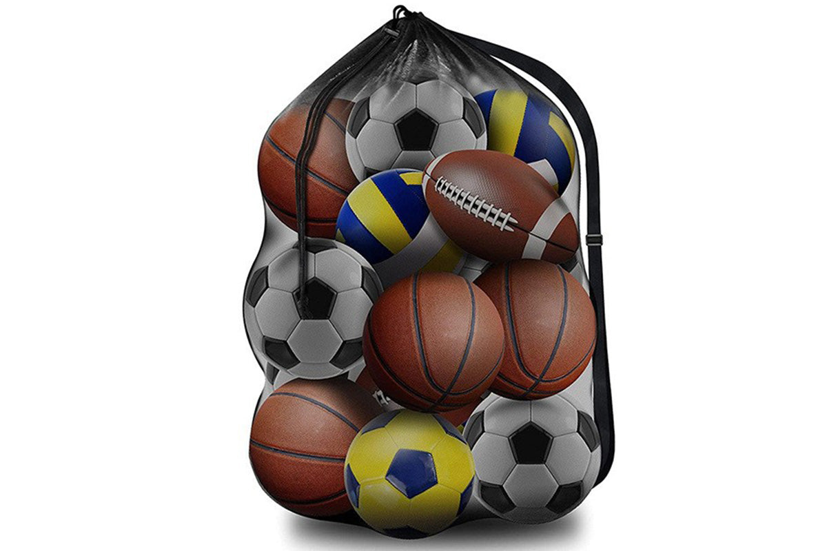 Mesh Sport Ball Bag Heavy Duty Extra Large Storage Bag With Adjustable Shoulder Strap