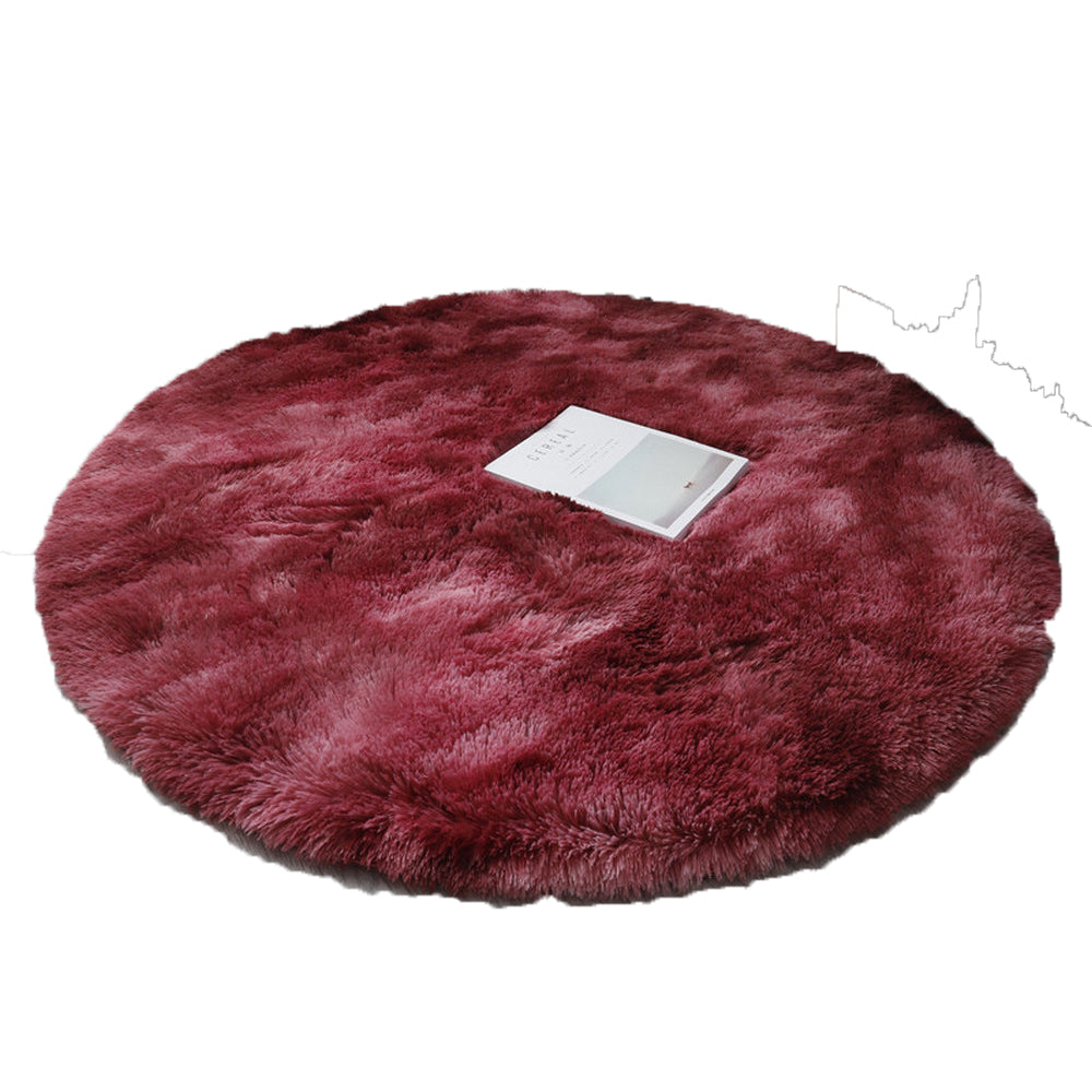 Tie Dyed Plush Round Floor Rug-Red