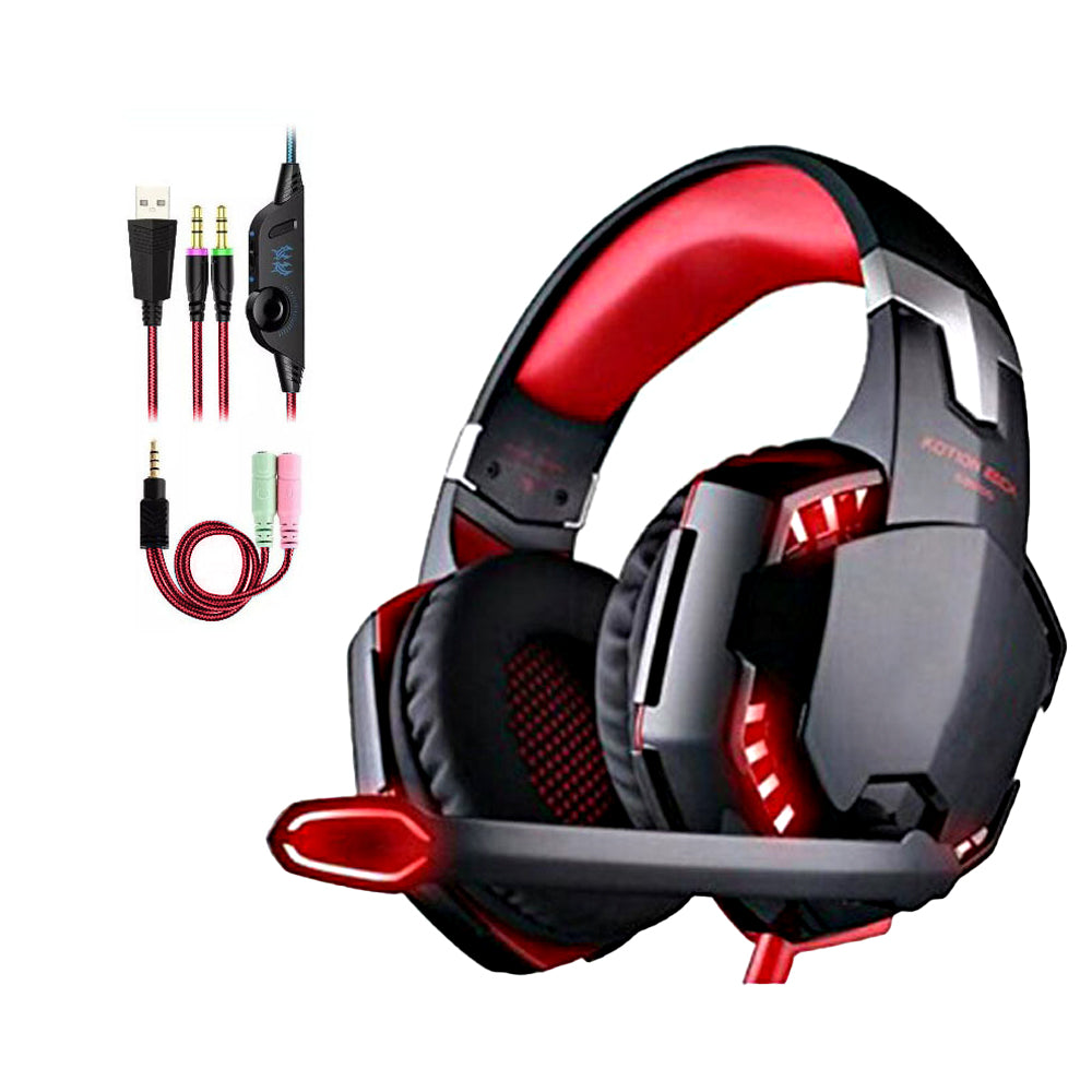3.5mm Gaming Headset MIC LED Headphones Surround with Splitter  for PC Mac Laptop