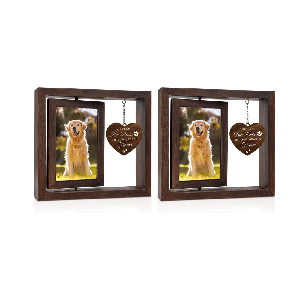 2Pcs Pet Rotating Wooden Photo Frame for 4x6-inch Photo