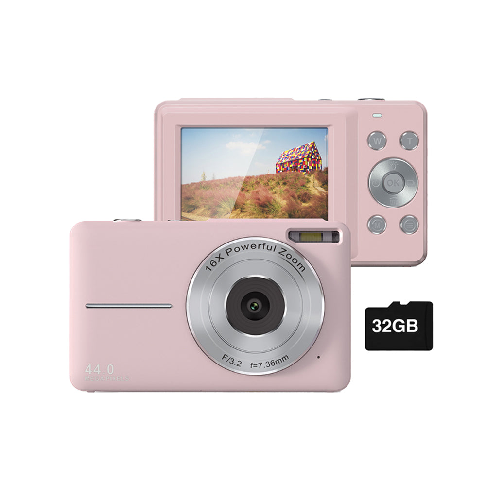 44MP Compact Portable Digital Camera 16X Zoom with 32GB Card for Kids