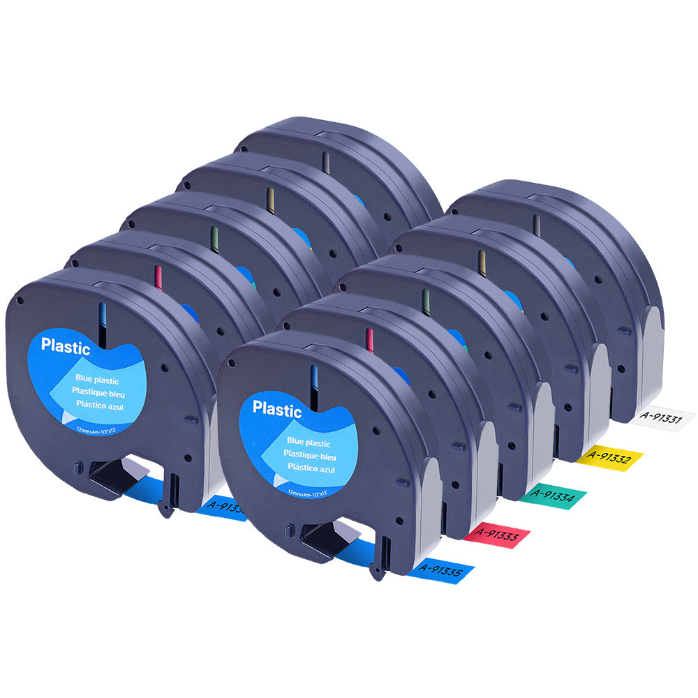 10 Pack 12 mm Label Tape Compatible with Dymo LetraTag 91330