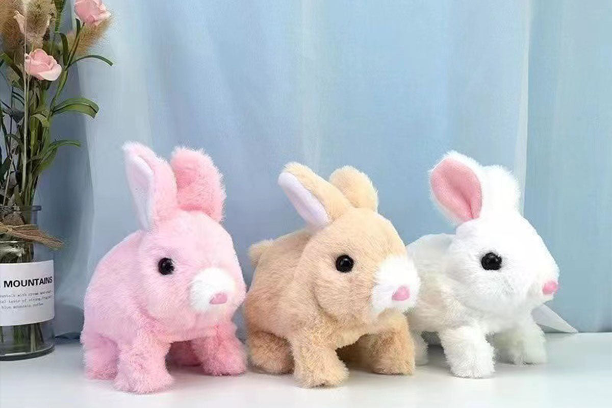Interactive Realistic Bunny Toy with Walking and Wagging Ears