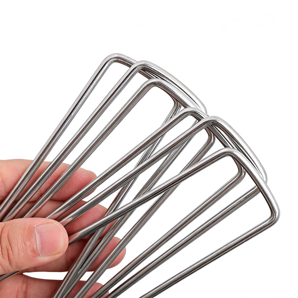 50Pcs 15cm Galvanized U Shaped Stakes for Weed Barrier and Landscape Fabric