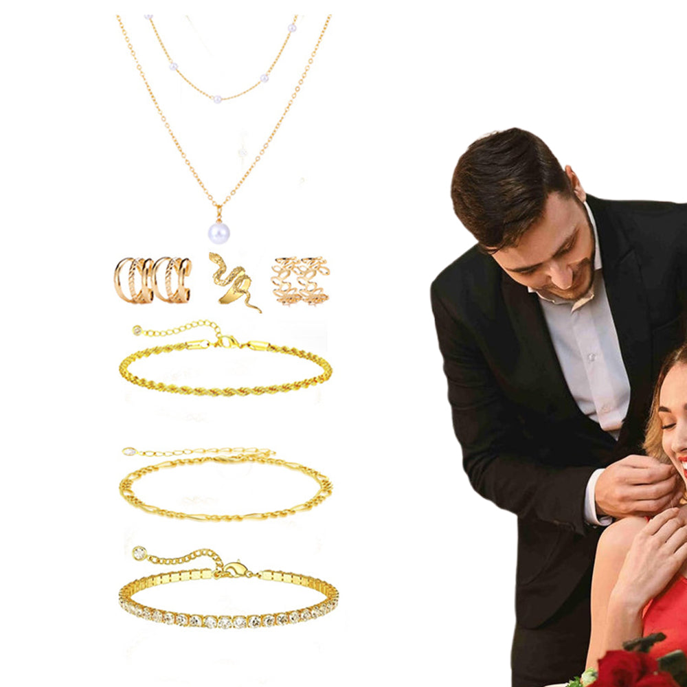 Jewellery Advent Calendar 24 Day Countdown Christmas Calendar with Gold Necklace Rings Earrings Bracelet Gift Set