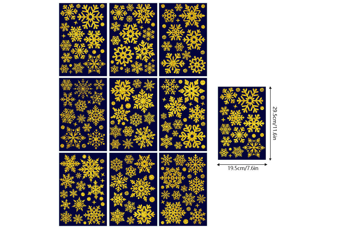 Christmas Window Clings Snowflakes Static Stickers Gold Silver for Holiday Decorations