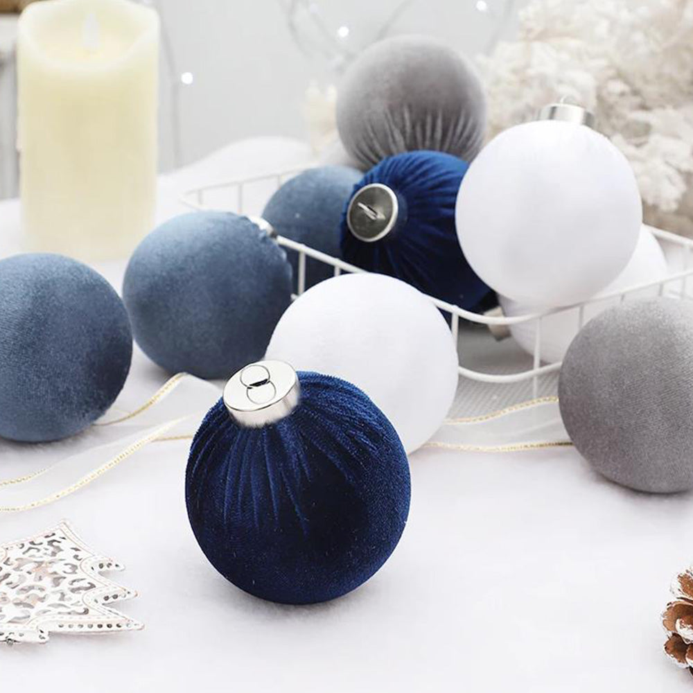 15Pcs Christmas Tree Baubles Xmas Velvet Balls Decor Hanging Home Party Ornament
