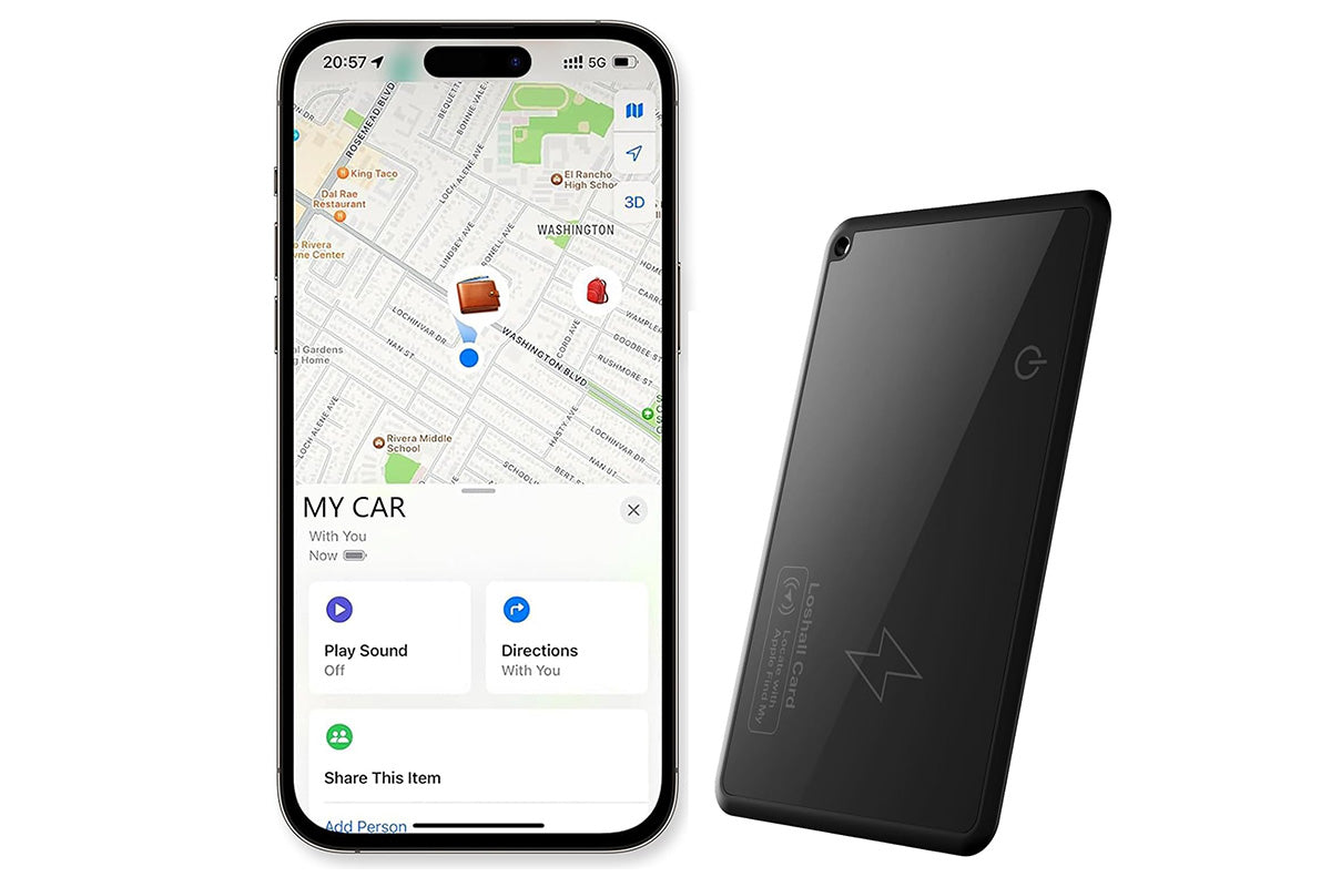 Rechargeable Thin Wallet Tracker Card Works with Apple Find My App