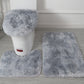 Washable 3pc Bathroom Mat Set Fluffy Toilet Cover Pedestal Rug Bath Mat