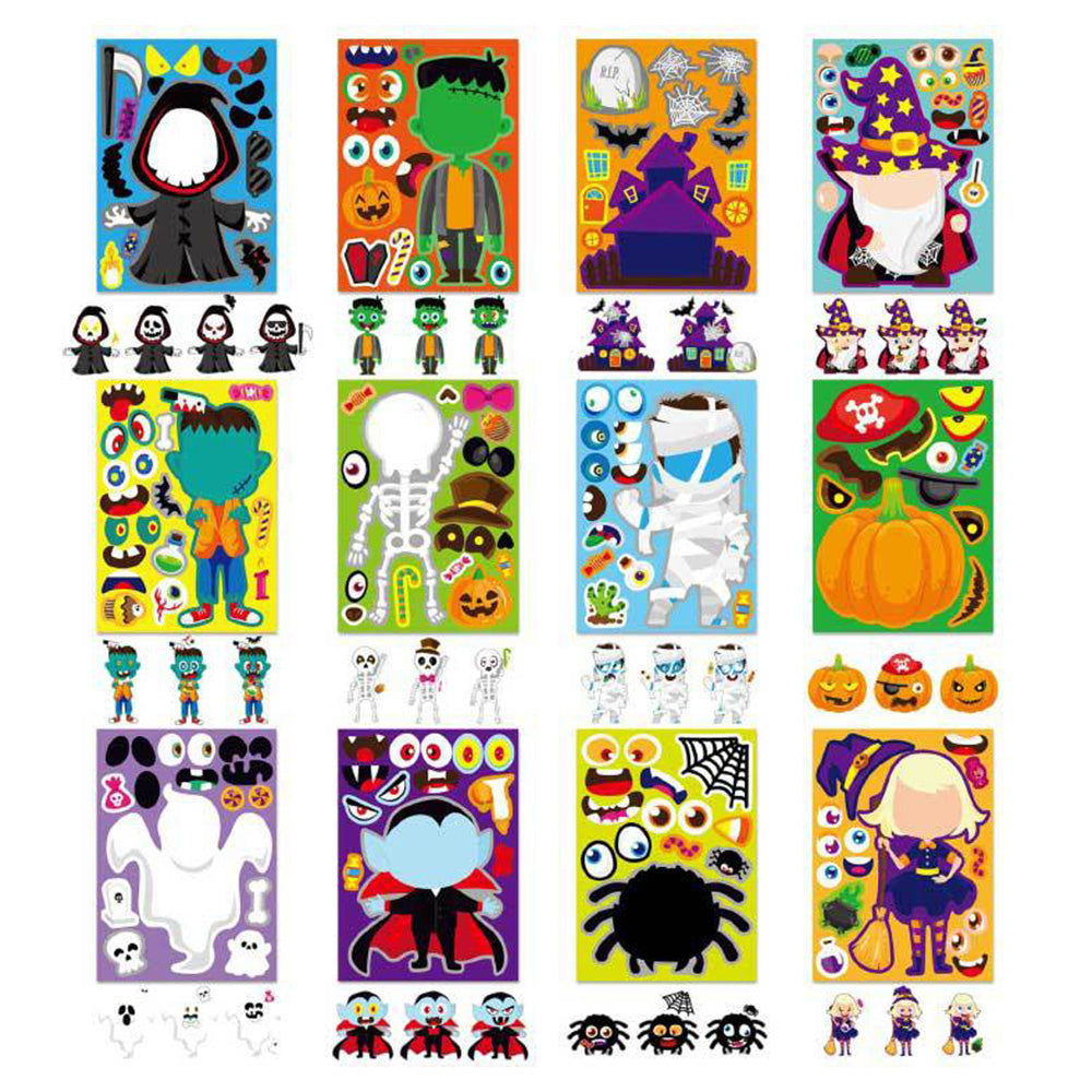 24 Pack Halloween Stickers in 12 Designs for Party Games and Favors