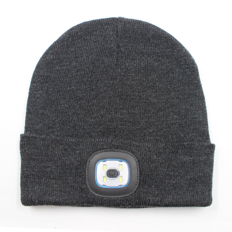 LED Beanie Hat USB Rechargeable LED Light Hat Winter Warm Knitted Hat Camping Workwear Hat with LED Light