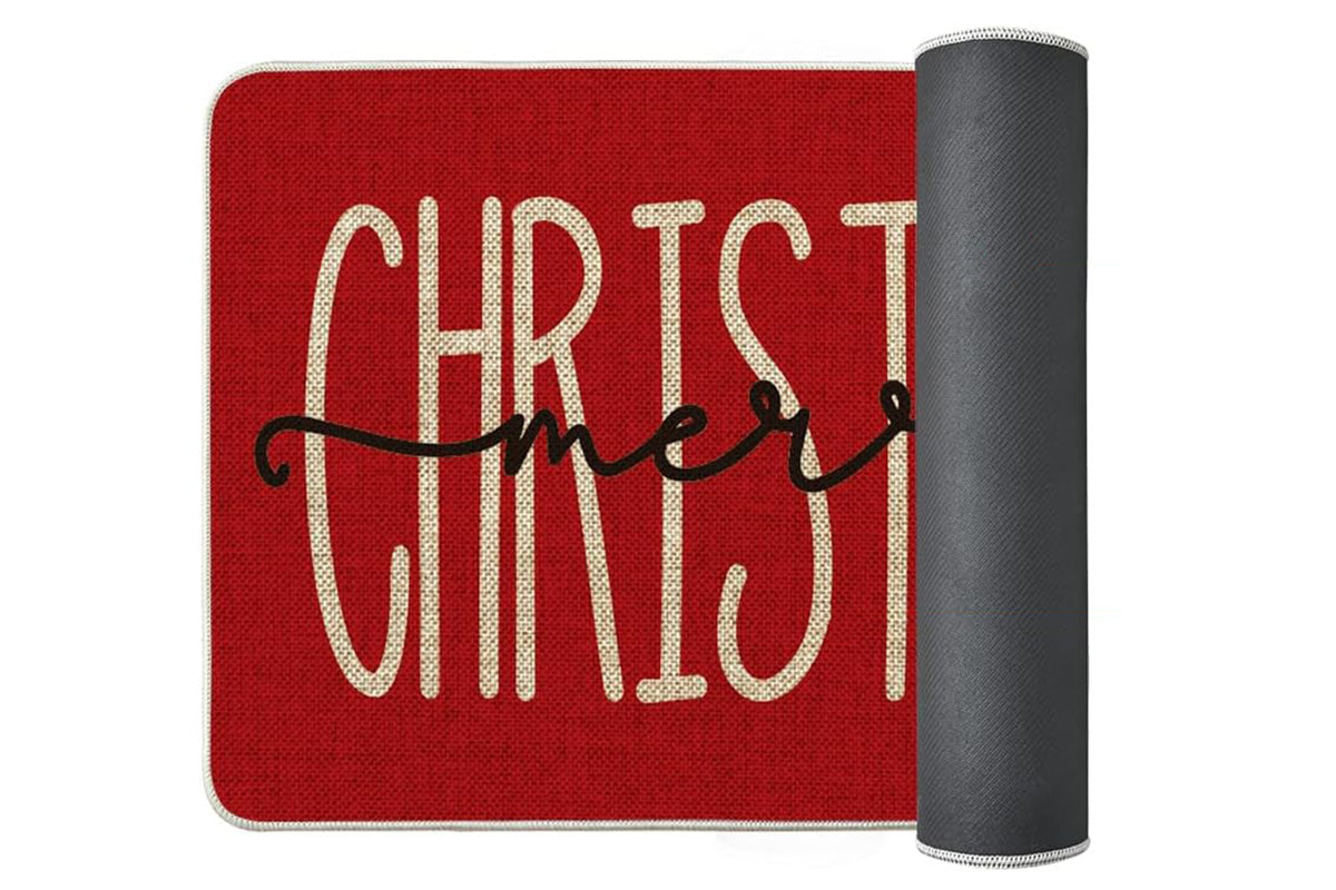 2Pcs Christmas Kitchen Rugs Merry Christmas Print Mats Home Kitchen Decor