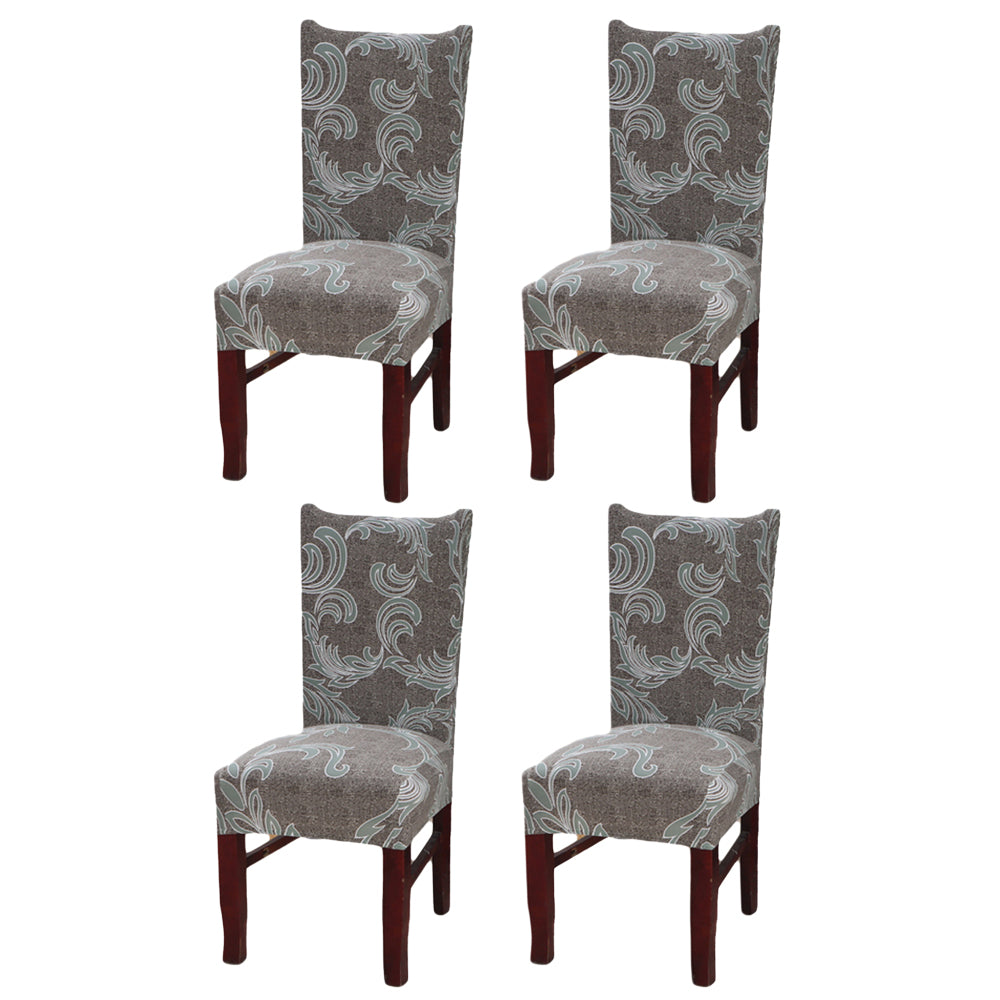 4Pcs Stretch Dining Chair Slipcover-Grey Patterns