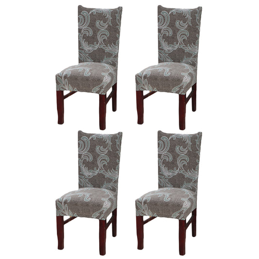 4Pcs Stretch Dining Chair Slipcover-Grey Patterns