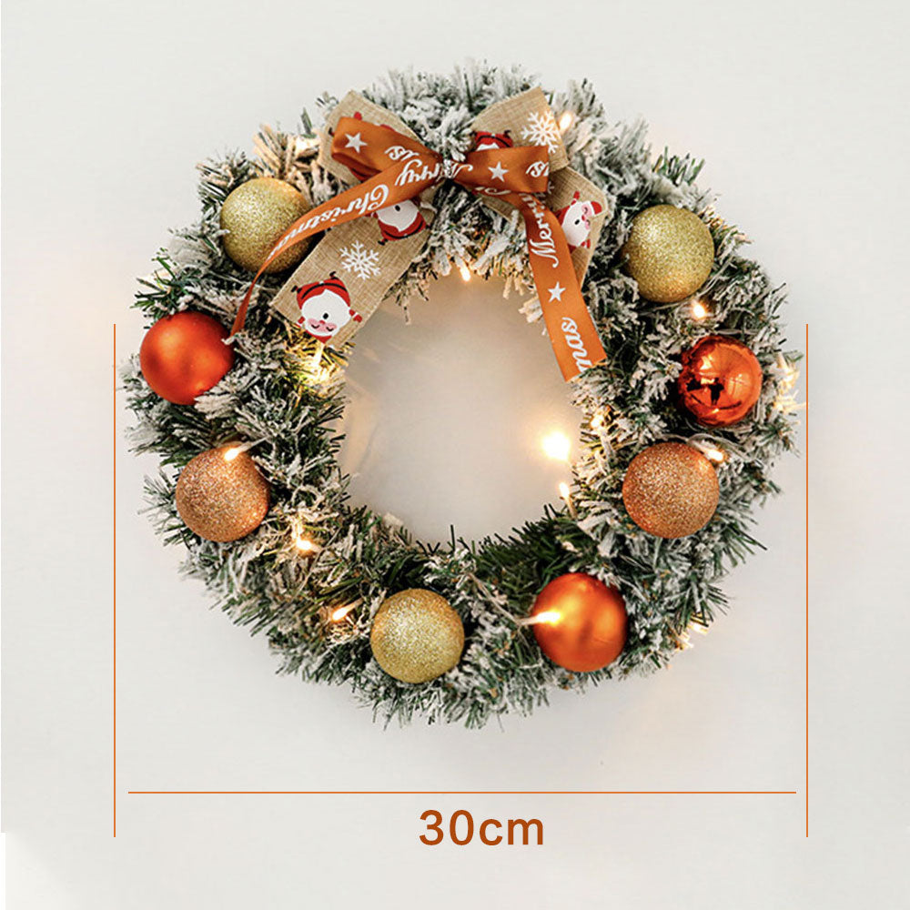 Christmas Wreath Decor Home Party Door Garland Hanging Ornament Garland with Light String