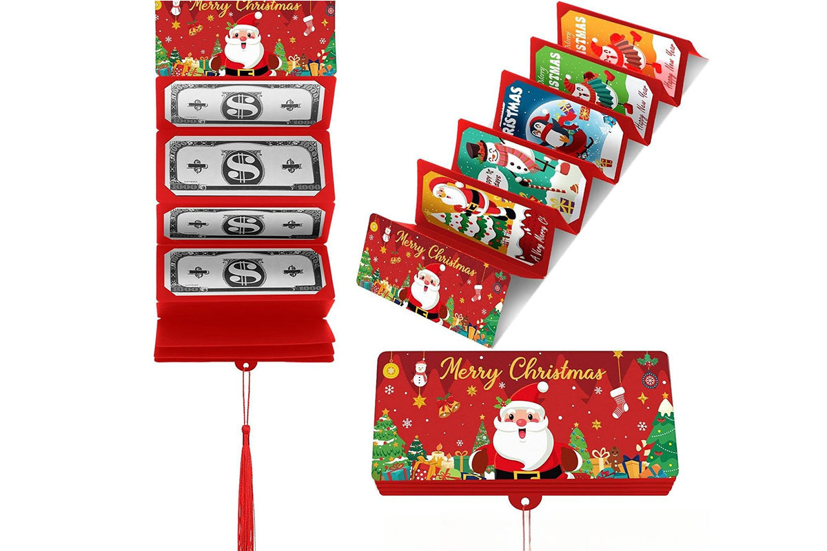 10-Slot Foldable Christmas Red Envelope with Foil Stamping