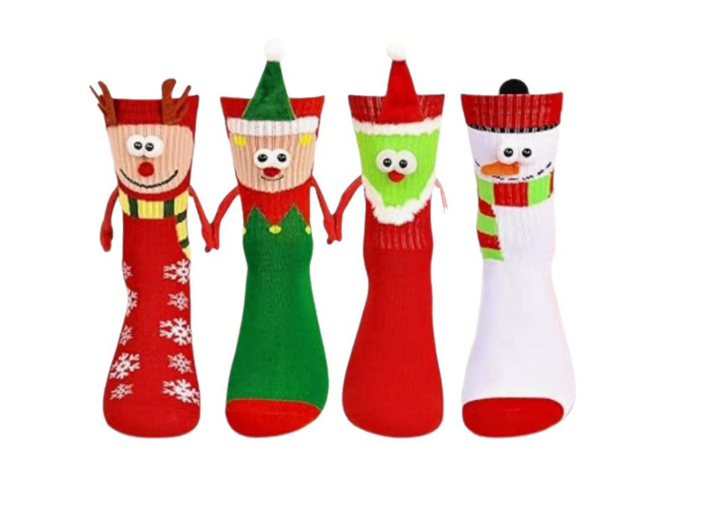 4-Pairs Funny Holding Hands Christmas Socks
