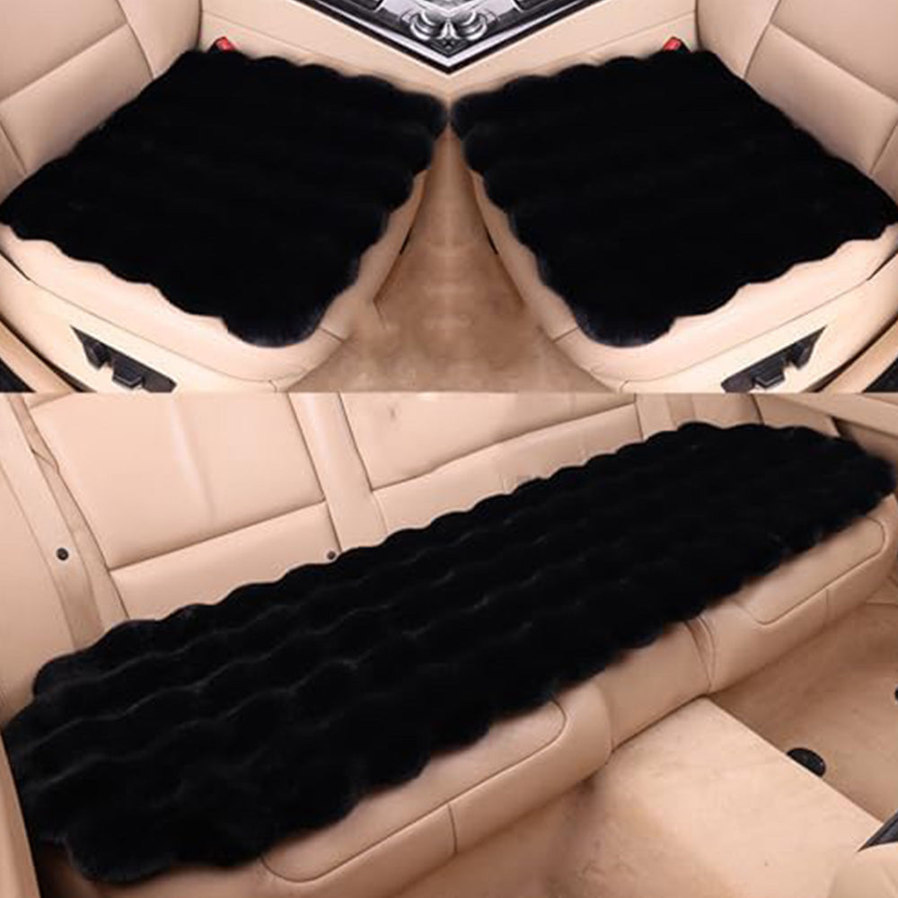 3Pcs Faux Fur Plush Seat Cushion Set Non Slip Seat Protector for Winter