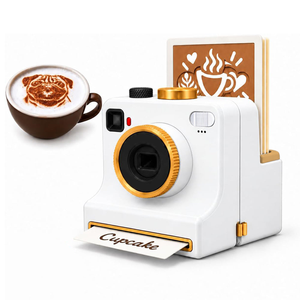 Retro Camera-Shaped Coffee Latte Art Stencil Tool for Home Cafe Barista Gift-Style 1