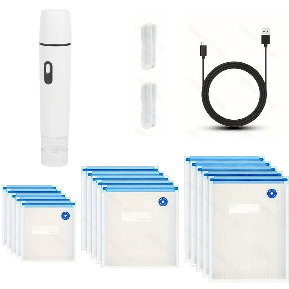 Portable Compact Vacuum Sealer for Food Storage with 15 Reusable Vacuum Bags