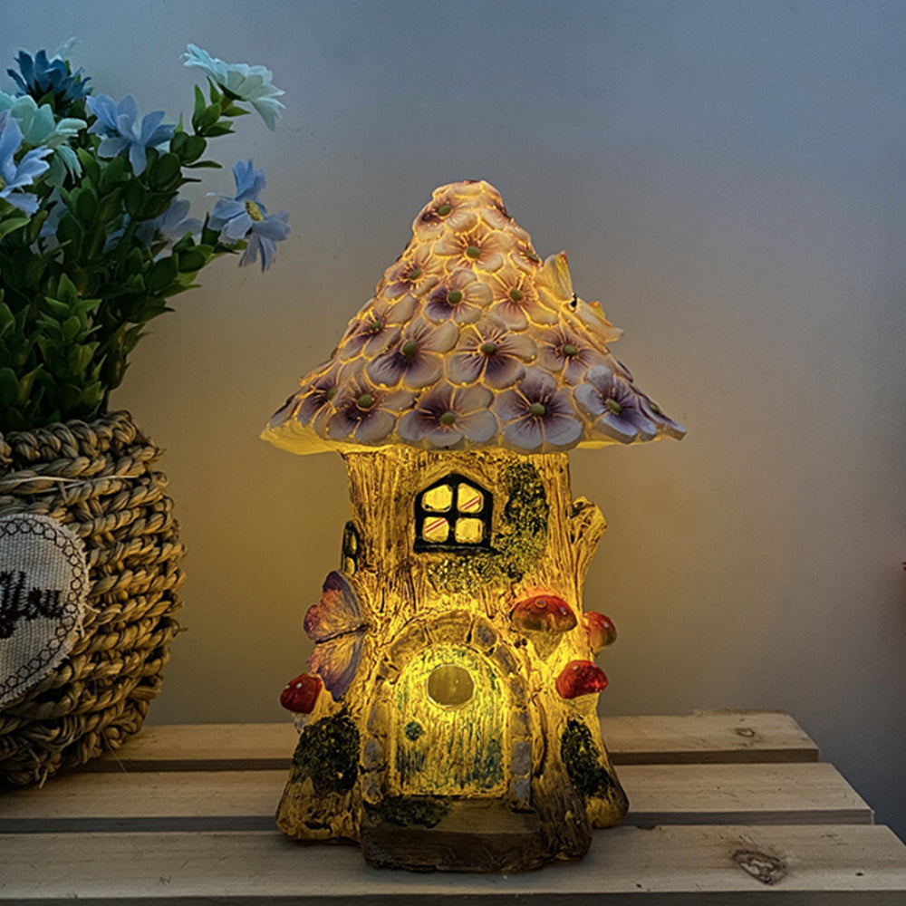 2Pcs Outdoor Garden Mushroom House Solar Light Decoration