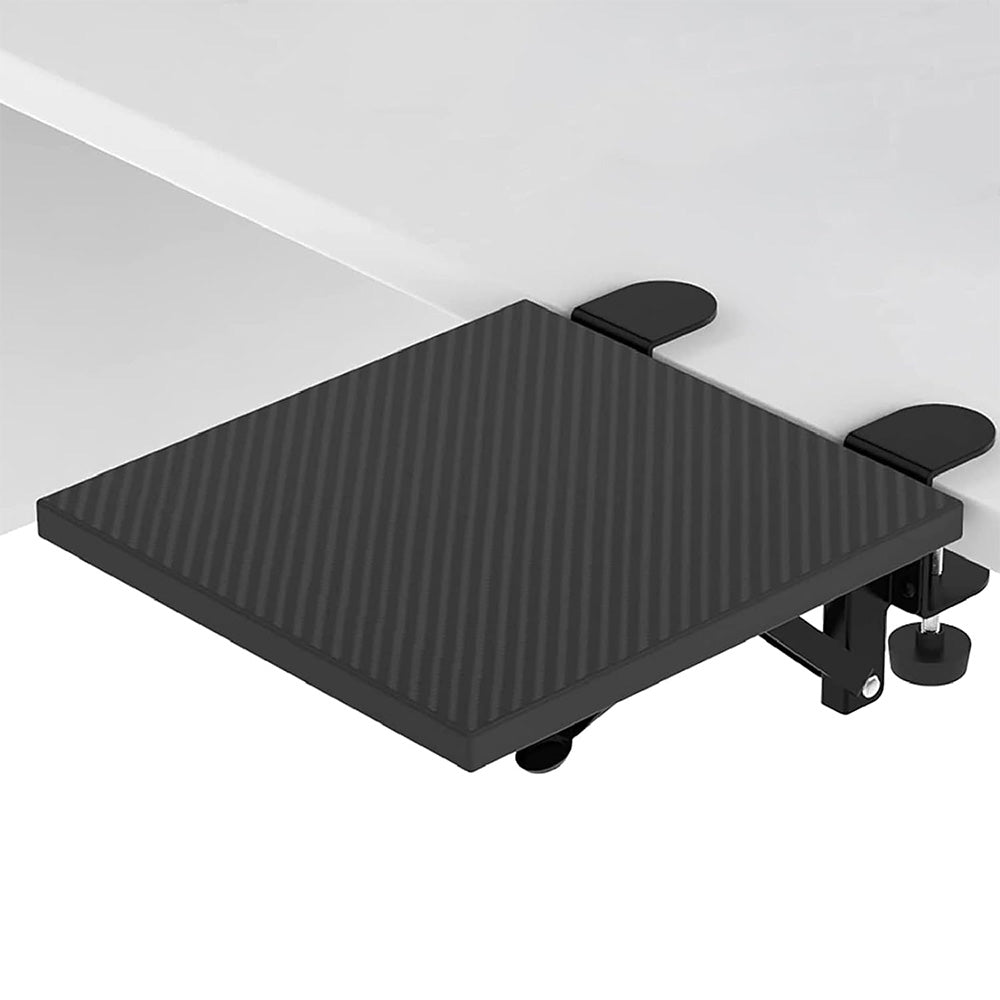 Clamp-On Engineered Wood Desktop Extender Tray with Foldable Armrest
