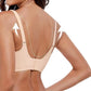 Wireless Bra Soft High Elastic V Neck Wavy Trim-Beige