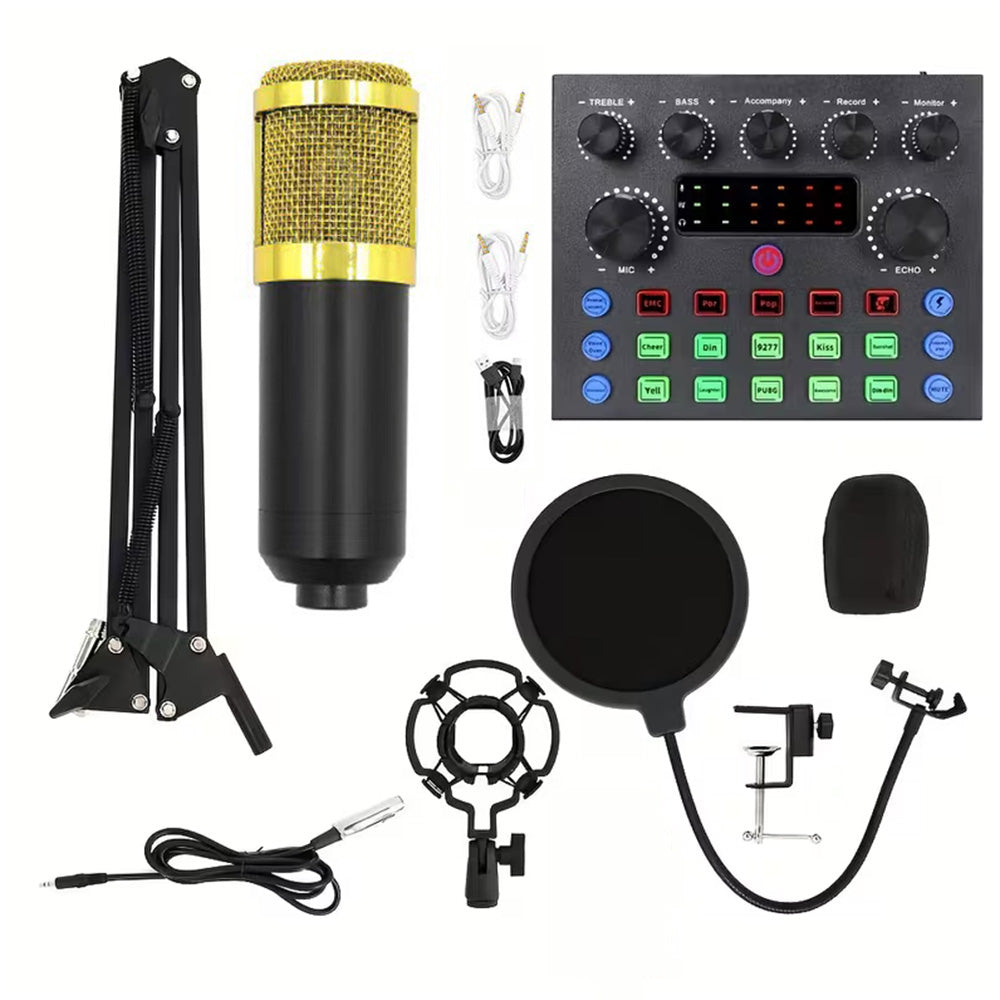 Recording Condenser Microphone Kit with Sound Card for Streaming YouTube TikTok