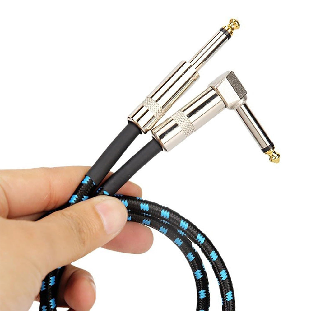 3m Audio Cable 6.35mm Straight to Right Angle Cord for Amplifiers and Effects