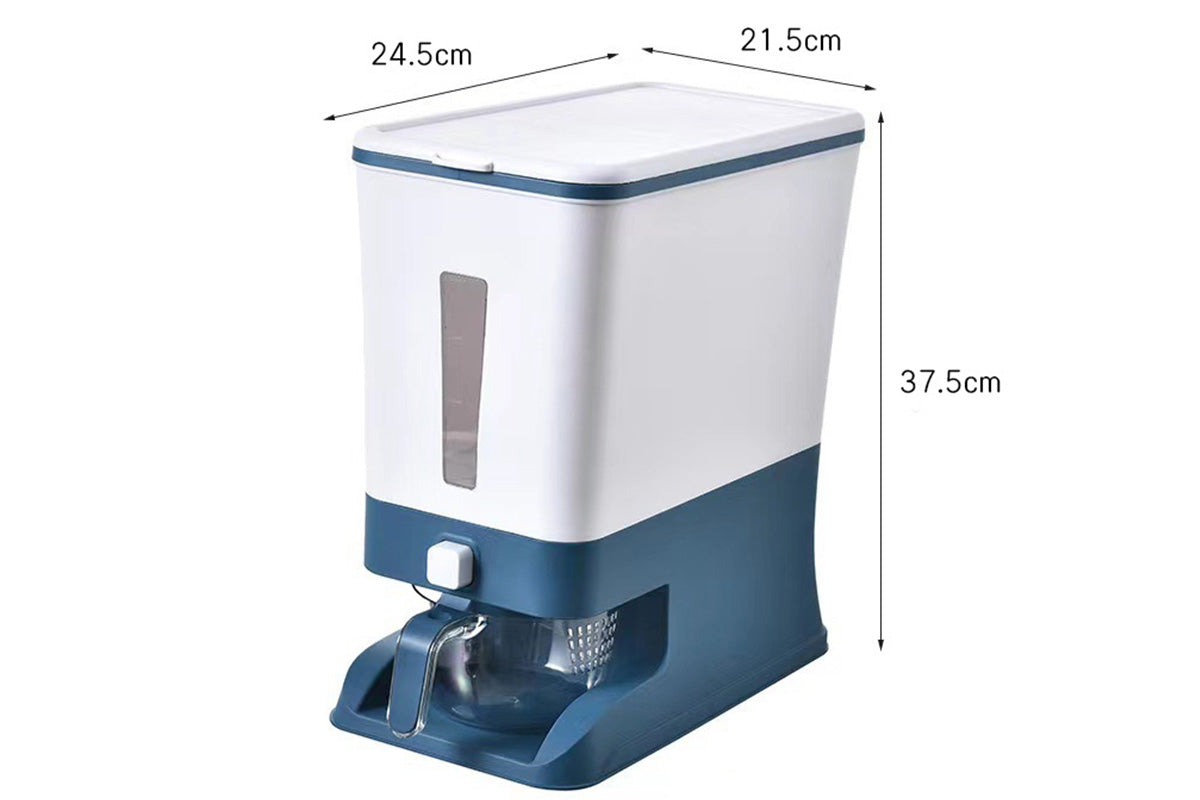 12KG Rice Dispenser Large Food Container Grain Storage Bin with Measuring Cup