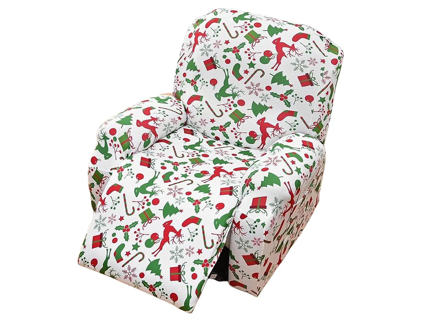 Christmas Recliner Chair Cover Sofa Slipcover with Side Pocket