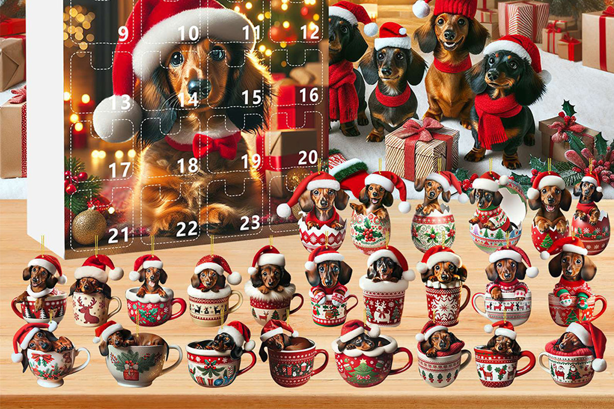 Christmas Countdown Advent Calendar Dog Holiday Collectible Hanging Ornament