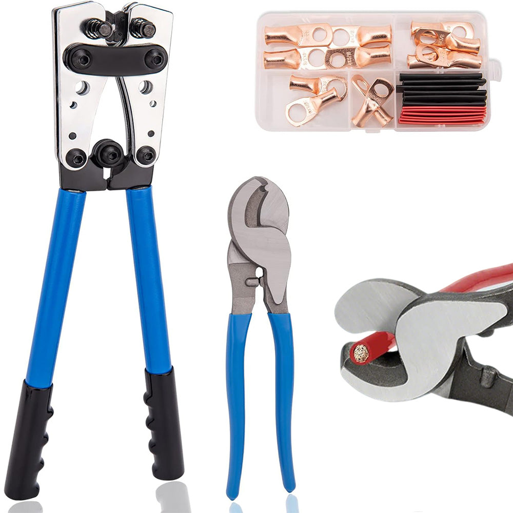 Cable Crimping Tool Kit 360 Degree Rotating Dies for 6 to 50 mm square Cables Set