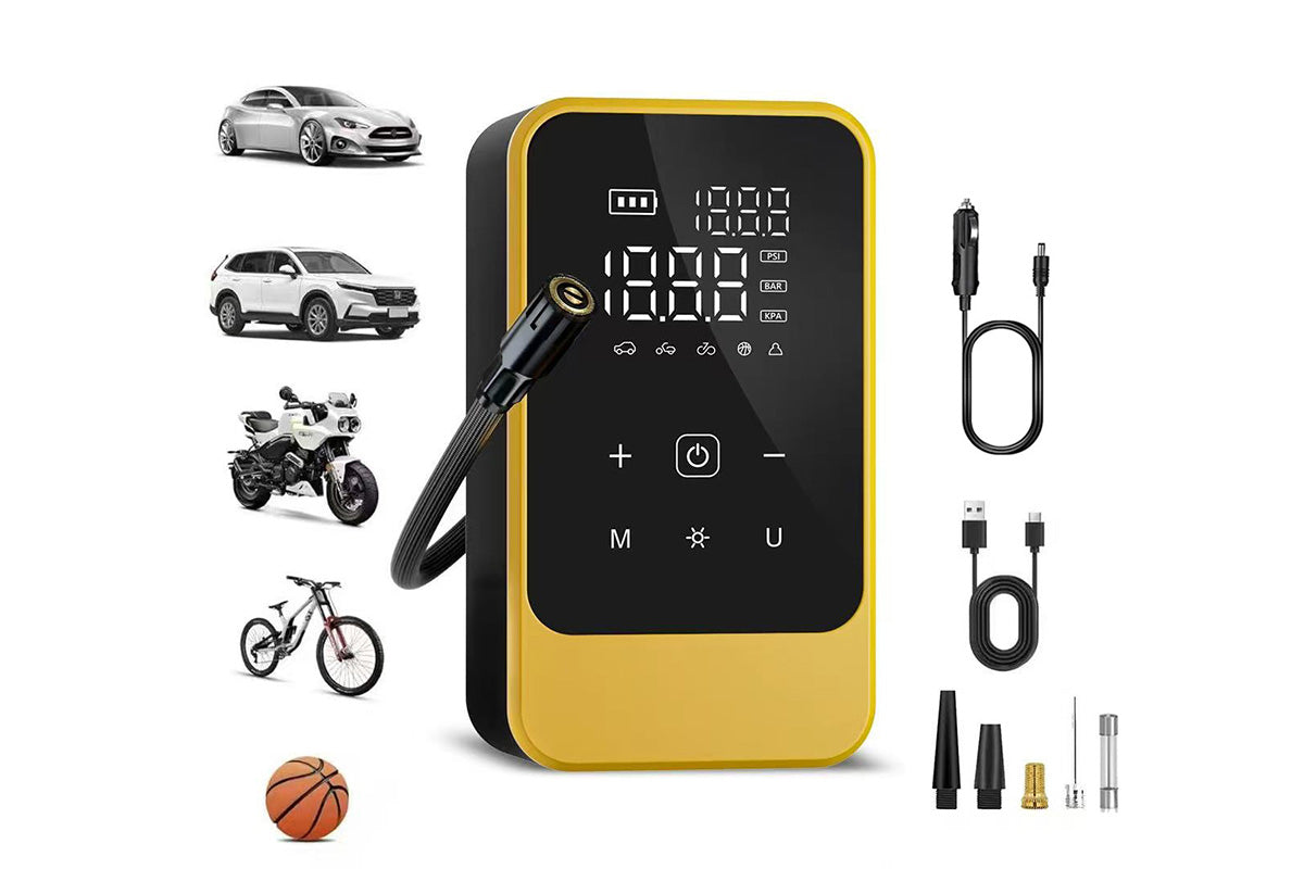 Dual Power Cordless Wired Air Pump with Preset Modes Car Tire Inflator with Light Tire Inflator Digital Display Car Tire Pump