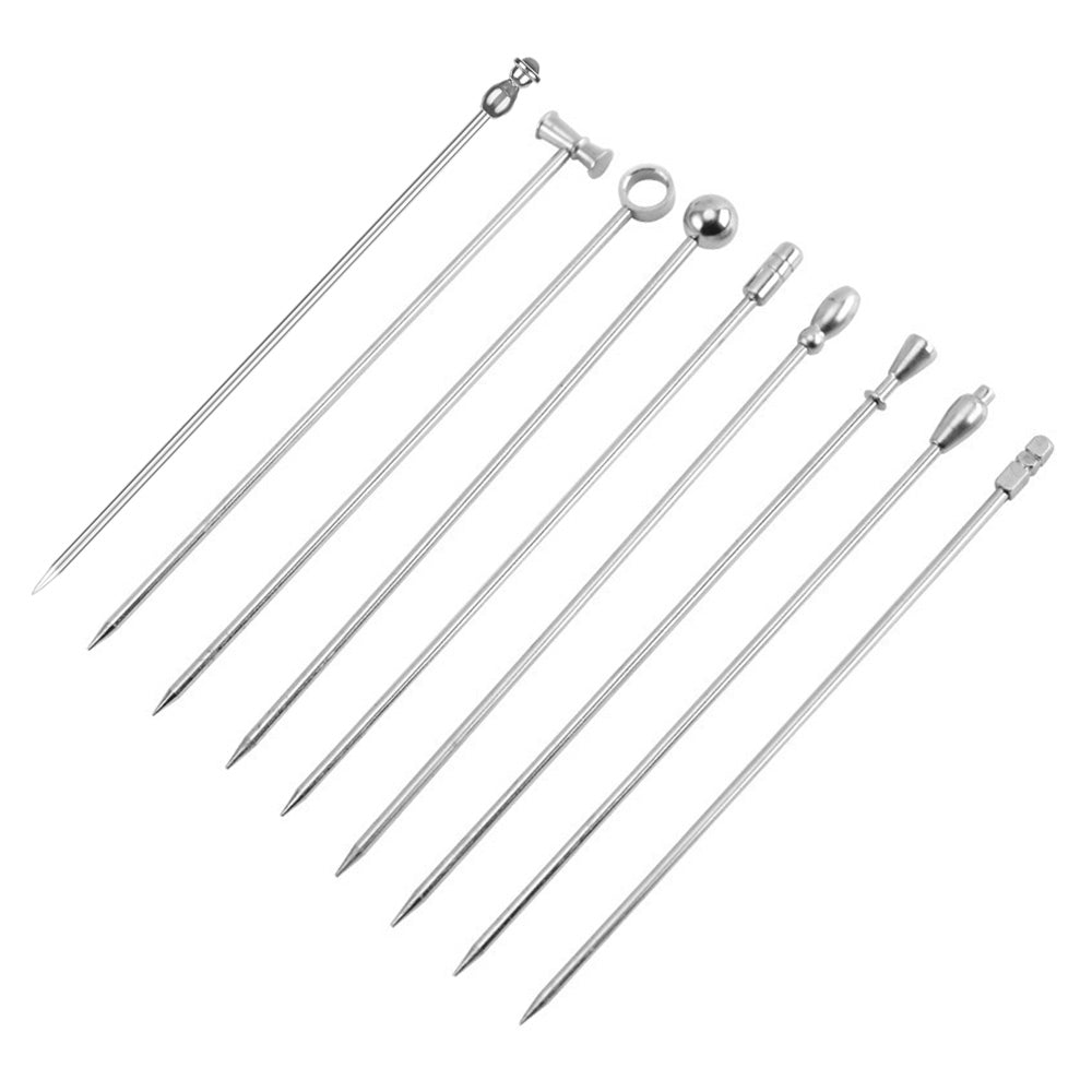 9PCS Stainless Steel Fruit Picks Reusable Metal Cocktail Appetizer Skewers