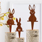 3Pcs Rust Easter Bunny Metal Garden Stake