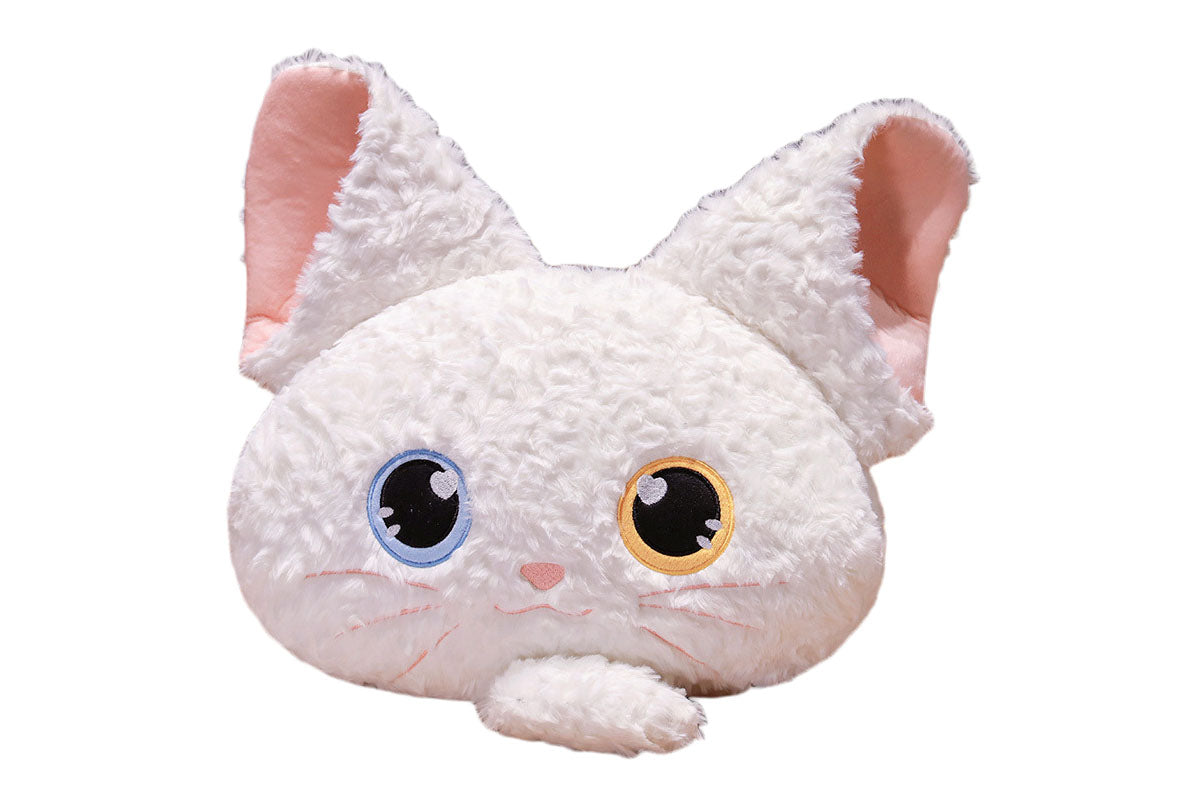 3-in-1 Pillow Blanket Hand Warmer Cat Head Shaped Cushion