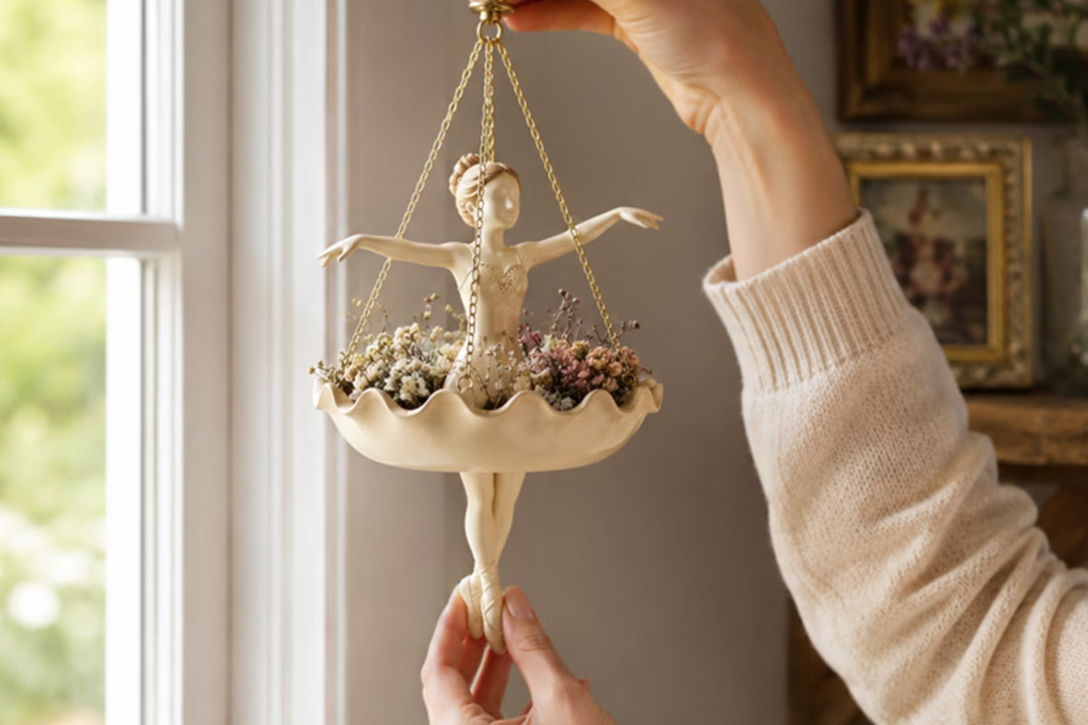 Resin Ballerina Hanging Planter Pot Hanging Flower Basket Home Decoration