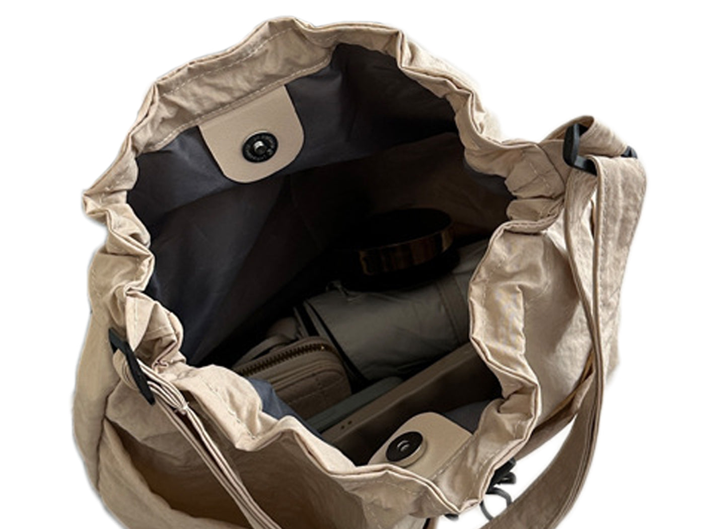 Nylon Crossbody Shoulder Tote Bag Large Capacity Drawstring Bucket Bag