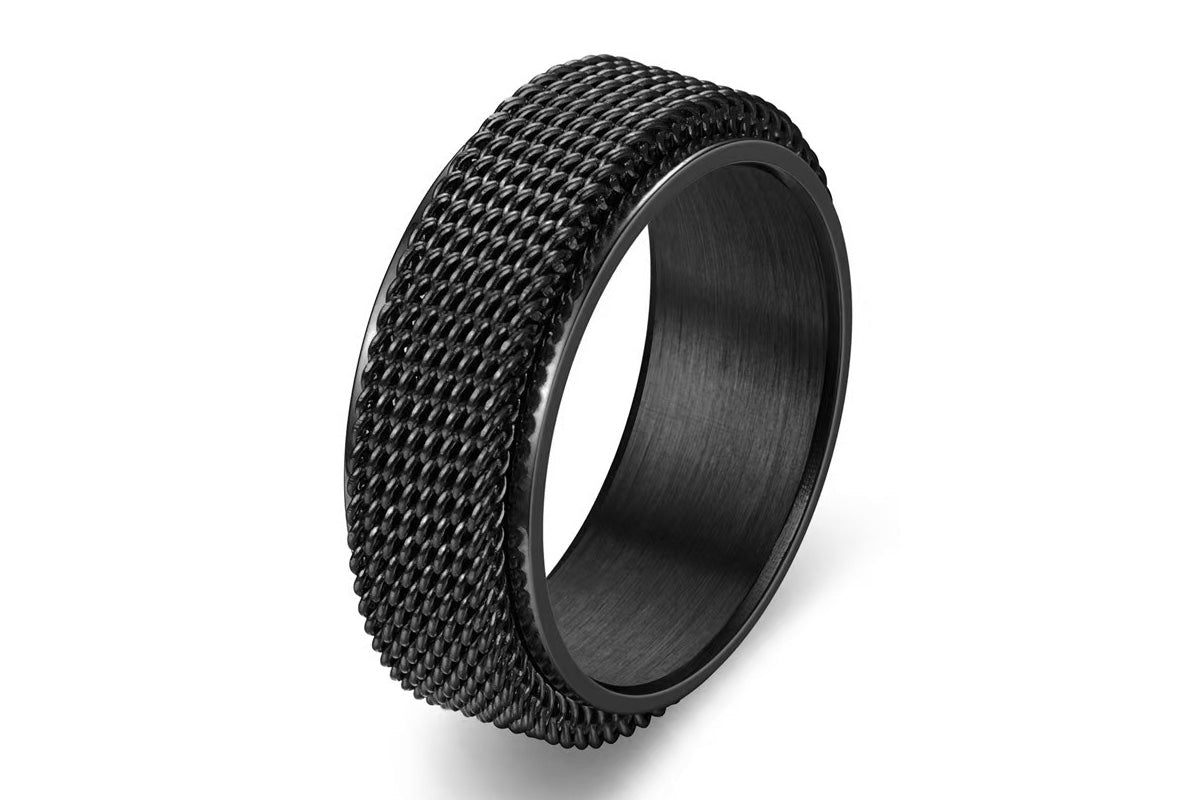 Titanium Steel Spinner Ring Set Silver Black Gold Relaxing Rotating Rings