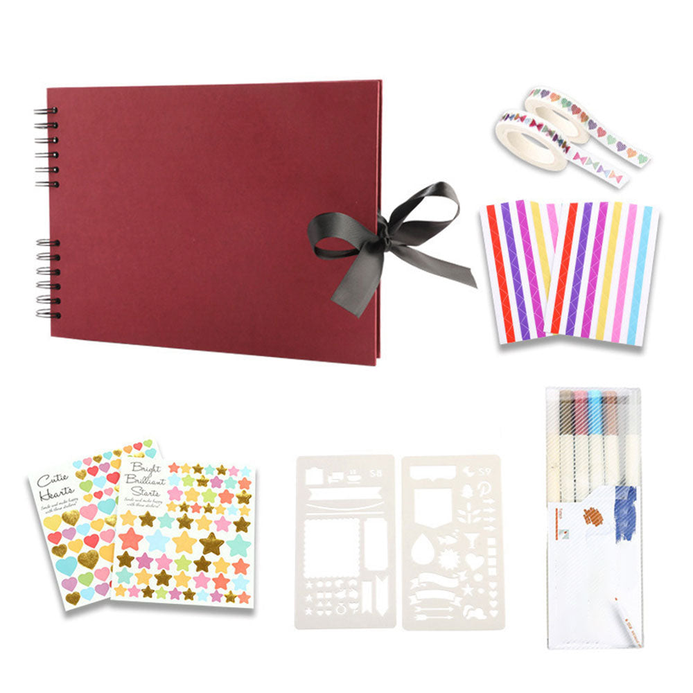 29x21.5CM DIY Photo Album 80 Pages Black Scrapbook Set