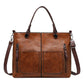 Vintage Leather-Look Tote Handbag Crossbody Briefcase