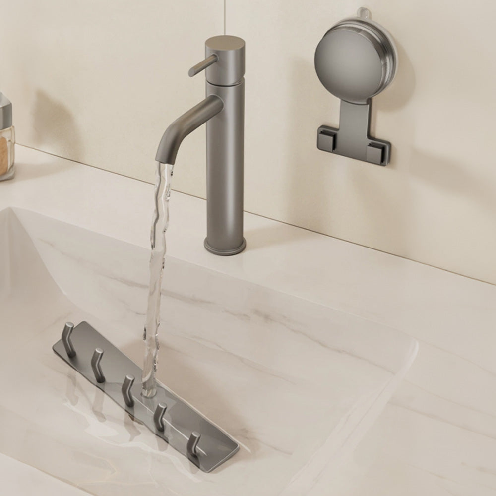 5 Hook Suction Cup Towel Rack Wall Mounted No Drill Bathroom Holder for Shower