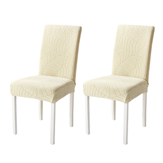 2Pcs Jacquard Parson Chair Slipcover with Leaf Pattern