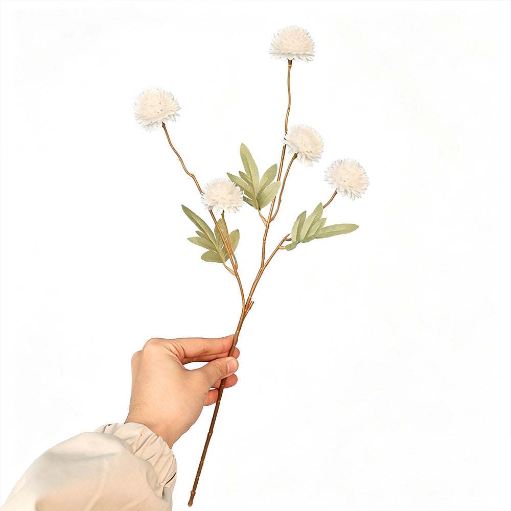 5 Pack Stem Cloth Dandelion Ball Artificial Flowers with Bendable Stems