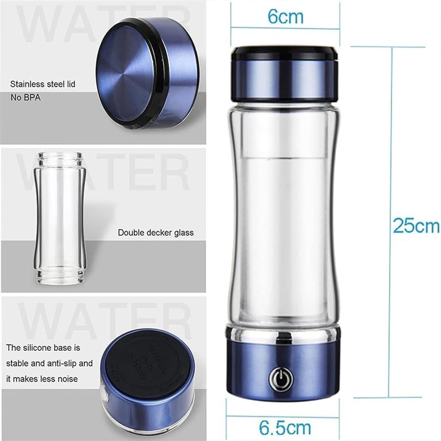 400ml Hydrogen-rich Water Ionizer Generator Bottle Cup USB Portable Mug