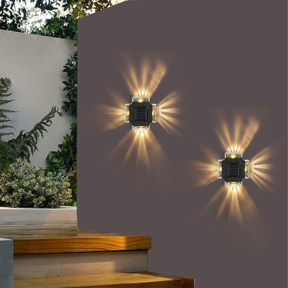 4-Pack Solar Wall Lights Waterproof Outdoor LED Lights Step Lighting for Garden