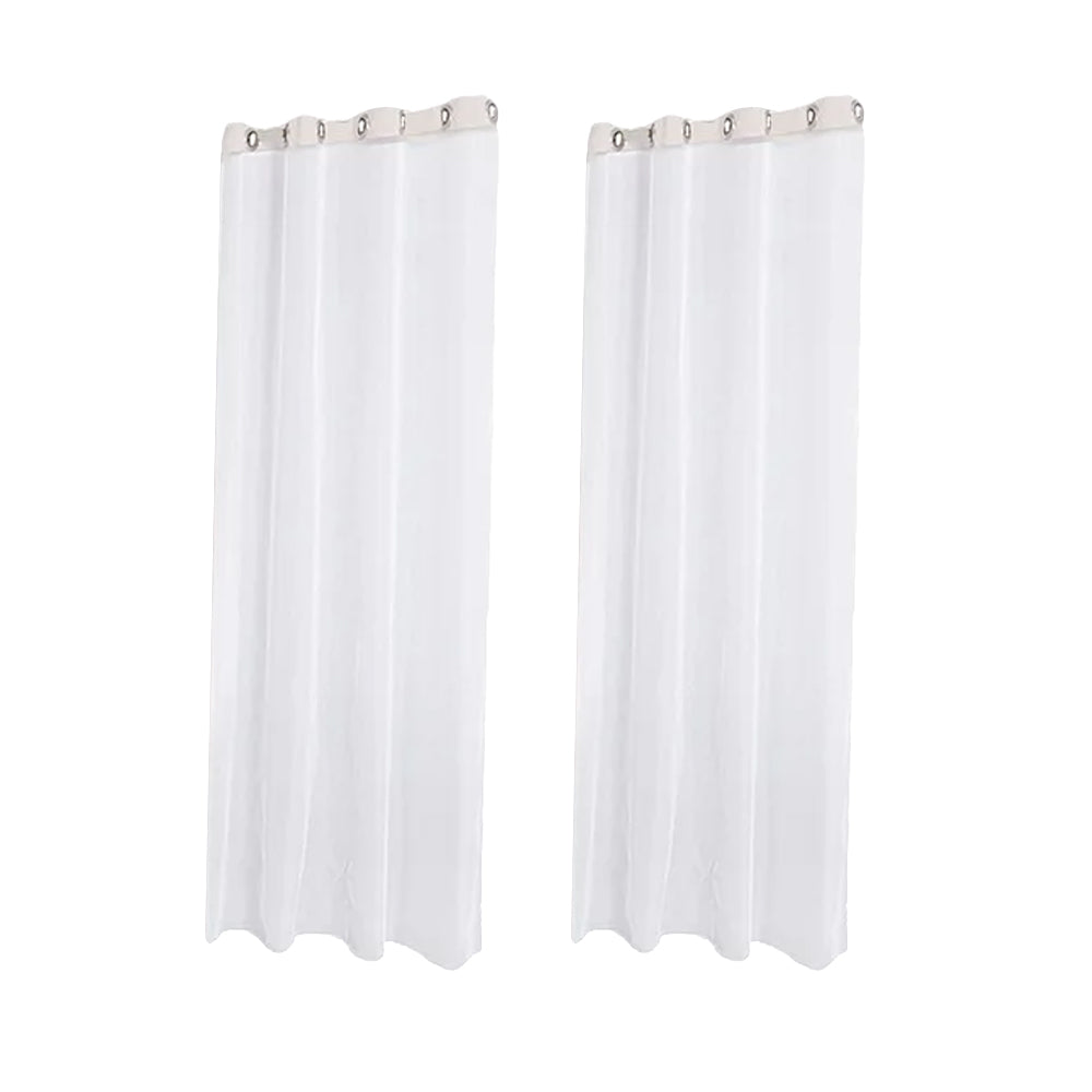 2Pcs White Outdoor Sheer Curtains for Patio Water-Resistant